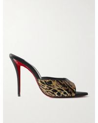 Christian Louboutin - Miss Z Ocelot Lurex And Leather-Trimmed Sequined Satin Mules - Lyst