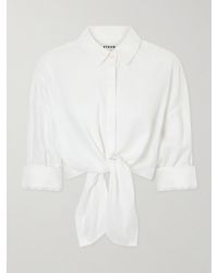 STAUD - Lisa Knotted Linen Shirt - Lyst