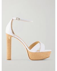 Jennifer Chamandi - Leo Leather And Raffia Platform Sandals - Lyst