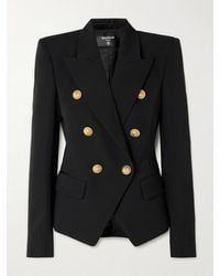 Balmain - Double-Breasted Grain De Poudre Wool Blazer - Lyst