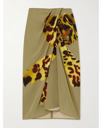 Dries Van Noten - Midirock Aus Satin Mit Raffungen, Prints Und Wickeleffekt - Lyst