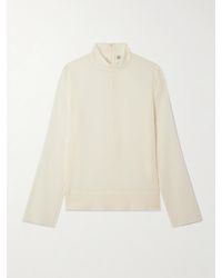 TOTEME - Cotton And Silk-Blend Crepon Turtleneck Blouse - Lyst