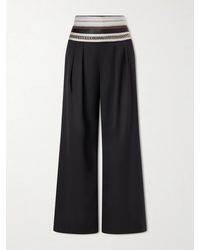 Abadia - Sadu Grosgrain-Trimmed Wool-Blend Twill Tapered Pants - Lyst