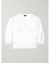 Etro - Scalloped Broderie Anglaise Cotton-Blend Poplin Blouse - Lyst