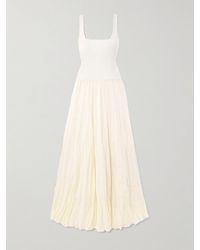 Johanna Ortiz - Mariner Ribbed Knit-Trimmed Organic Linen-Blend Poplin Maxi Dress - Lyst