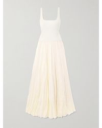 Johanna Ortiz - Robe Longue En Popeline De Lin Biologique Mélangé À Finitions En Mailles Côtelées Mariner - Lyst