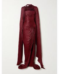 Marmar Halim - Strapless Plissé Silk-Satin Gown And Cape - Lyst