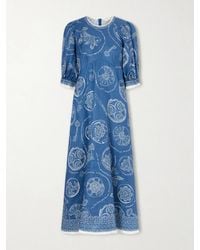 ALÉMAIS - Lucky Printed Linen Midi Dress - Lyst