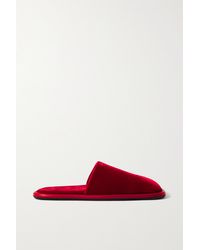 Khaite Monaco Leather-trimmed Velvet Slides - Red