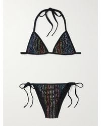 Missoni - Mare Triangel-Bikini Aus Gestreiftem Metallic-Häkelstrick Mit Pailletten - Lyst