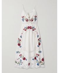 Sea - Celia Broderie Anglaise Cotton And Linen-Blend Midi Dress - Lyst