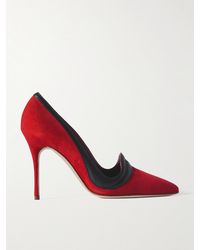 Manolo Blahnik - Ajarafa 105 Leather-Trimmed Suede Pumps - Lyst