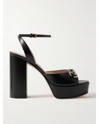 Gucci - Lady Horsebit-Detailed Leather Platform Sandals - Lyst