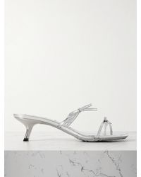 Loewe - Petal Bow Mules Aus Metallic-Leder - Lyst