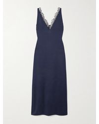 Stella McCartney - Lace-Trimmed Satin Midi Dress - Lyst