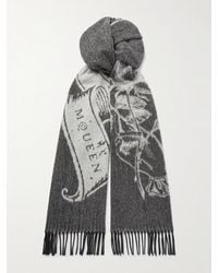 McQueen - Schal Aus Jacquard Aus Einer Kaschmir-Wollmischung Mit Fransen - Lyst