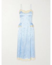 Doen - Lise Lace-Trimmed Floral-Jacquard Satin Midi Dress - Lyst