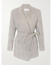 Max Mara - Belted Checked Wool Blazer - Lyst