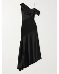 Loewe - Asymmetric One-Shoulder Embellished Satin And Stretch-Crepe Maxi Dress - Lyst