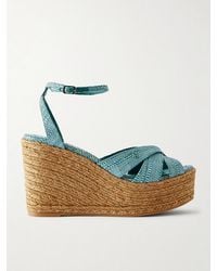 Jimmy Choo - Korra 100 Raffia Platform Wedge Sandals - Lyst