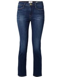 FRAME Le High Verkürzte Jeans Mit Geradem Bein - Blau