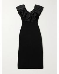 Aje. - Transcendent Ruffled Taffeta And Ribbed-Knit Midi Dress - Lyst