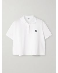 Loewe - Cropped Embroidered Cotton-Piqué Polo Shirt - Lyst