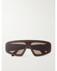 Alaïa - Mask D-Frame Leather And Acetate Sunglasses - Lyst