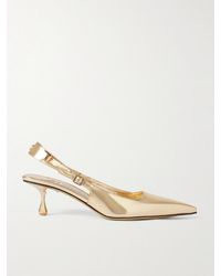 Jimmy Choo - Escarpins À Brides Arrière En Cuir Métallisé À Logo Amel 50 - Lyst