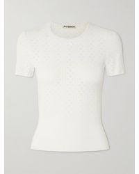 JW Anderson - Bow-Detailed Recycled Pointelle-Knit T-Shirt - Lyst