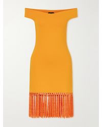 ‎Taller Marmo - Romy Off-The-Shoulder Fringed Jersey Mini Dress - Lyst