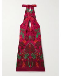 Cara Cara - Perla Printed Linen Halterneck Mini Dress - Lyst