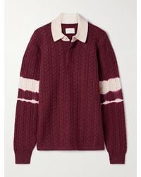 Aimé Leon Dore - Cable-Knit Striped Wool And Cotton-Blend Polo Shirt - Lyst