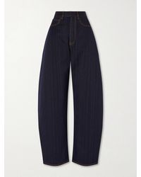 Alaïa - Denim High-Rise Barrel-Leg Jeans - Lyst