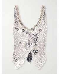 Rabanne - Sequined Bead-Embellished-Tone Chainmail Tank - Lyst