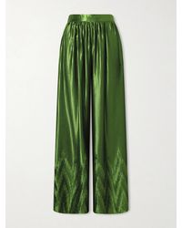 ‎Dima Ayad - Metallic Plissé-Satin Wide-Leg Pants - Lyst