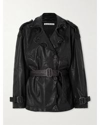 Acne Studios - Double-Breasted Belted Leather Jacket - Lyst