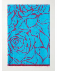 Dries Van Noten - Fringed Printed Cotton-Voile Scarf - Lyst