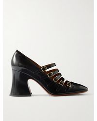 Chloé - Janis Buckled Glossed-Leather Mary Jane Pumps - Lyst