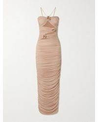 Maygel Coronel - Neckholder-Maxikleid Aus Gerafftem Stretch-Jersey Mit Applikationen - Lyst