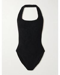 Hunza G - Sandy Seersucker Halterneck Swimsuit - Lyst