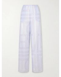TOTEME - Embroidered Lyocell And Cotton-Blend Wide-Leg Pajama Pants - Lyst