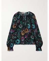 Ulla Johnson - Bernadette Bluse Aus Krepon Aus Einer Seidenmischung Mit Fil Coupé Und Blumenprint - Lyst