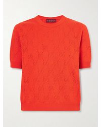 Gucci - Perforated Silk And Cotton-Blend Sweater - Lyst