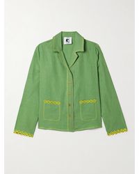 Sleeper - Petra Embroidered Linen Pajama Shirt - Lyst