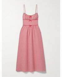 Doen - Belline Bow-Detailed Gingham Recycled-Seersucker Midi Dress - Lyst