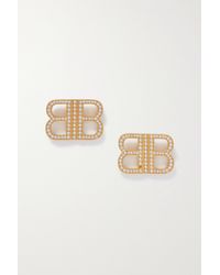 Balenciaga - Bb 2.0 Xs Goldfarbene Ohrringe Mit Kristallen - Lyst