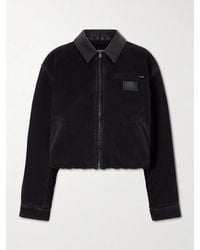 Acne Studios - Appliquéd Leather-Trimmed Distressed Cotton-Twill Jacket - Lyst