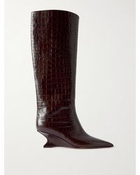 Paris Texas - Nina 50 Croc-Effect Leather Knee Boots - Lyst