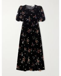 Sea - Leda Floral-Patterned Velvet Midi Dress - Lyst